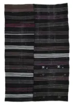 Cıcım Eskitme Siyah Renk Keçi Kılı El Dokuma Kilim-200x322