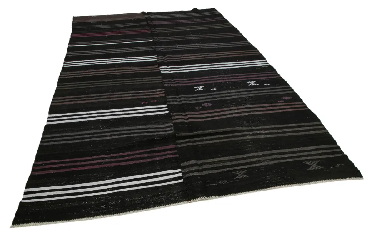 Cıcım Eskitme Siyah Renk Keçi Kılı El Dokuma Kilim-200x322 - Görsel 2