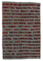 Cıcım Eskitme Multi Renk Keçi Kılı El Dokuma Kilim-194x292