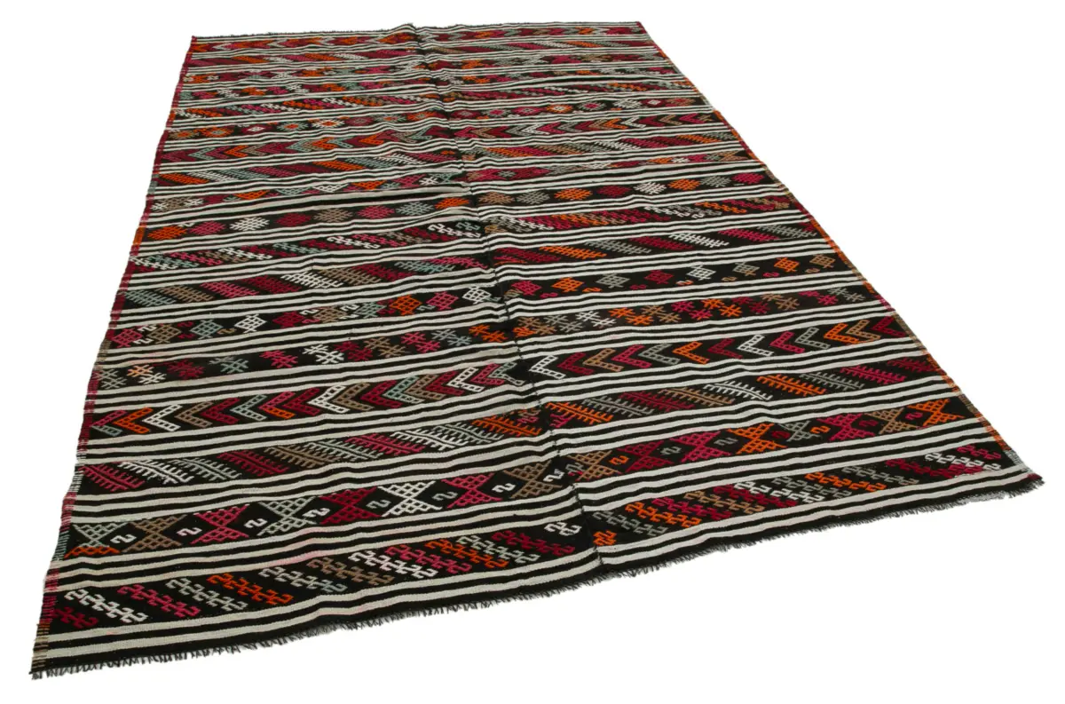 Cıcım Eskitme Multi Renk Keçi Kılı El Dokuma Kilim-194x292 - Görsel 2