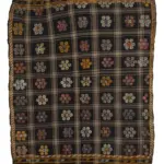 Cıcım Eskitme Kahverengi Renk Keçi Kılı El Dokuma Kilim-197x245