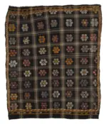 Cıcım Eskitme Kahverengi Renk Keçi Kılı El Dokuma Kilim-197x245