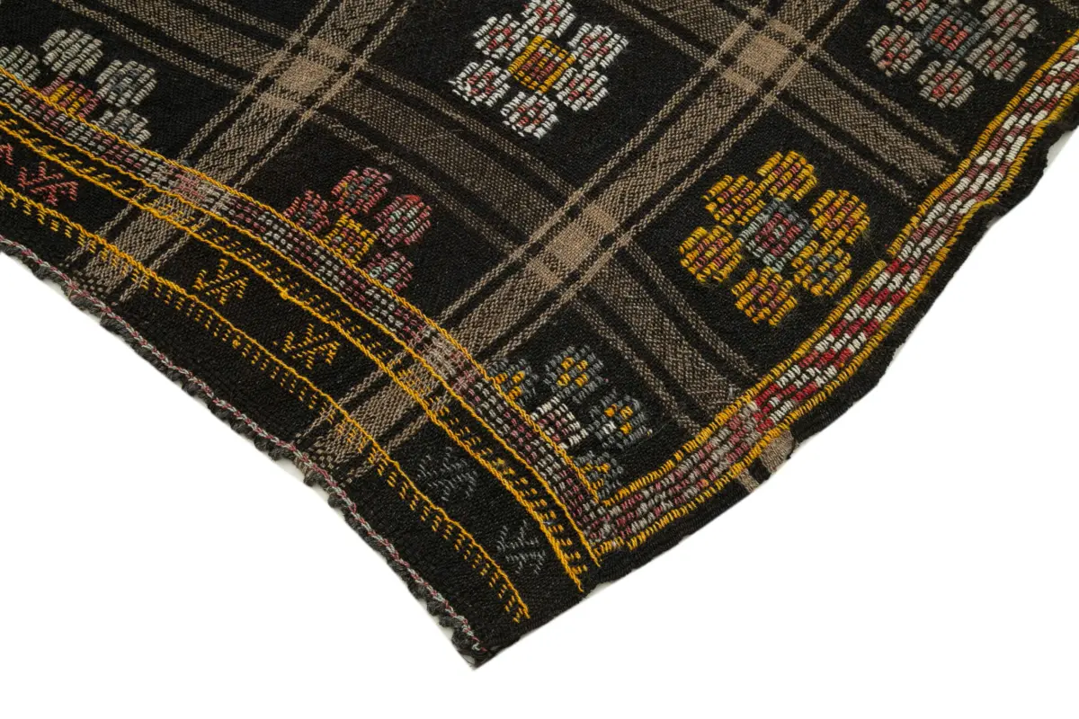 Cıcım Eskitme Kahverengi Renk Keçi Kılı El Dokuma Kilim-197x245 - Görsel 4