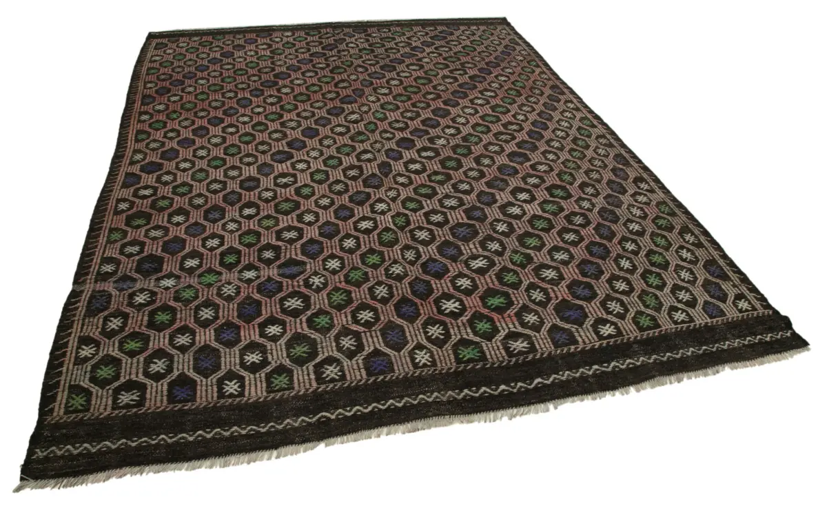 Cıcım Eskitme Kahverengi Renk Keçi Kılı El Dokuma Kilim-202x300 - Görsel 2