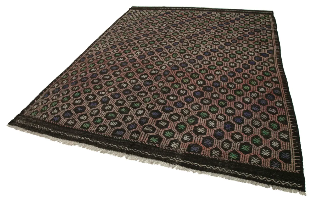 Cıcım Eskitme Kahverengi Renk Keçi Kılı El Dokuma Kilim-202x300 - Görsel 3