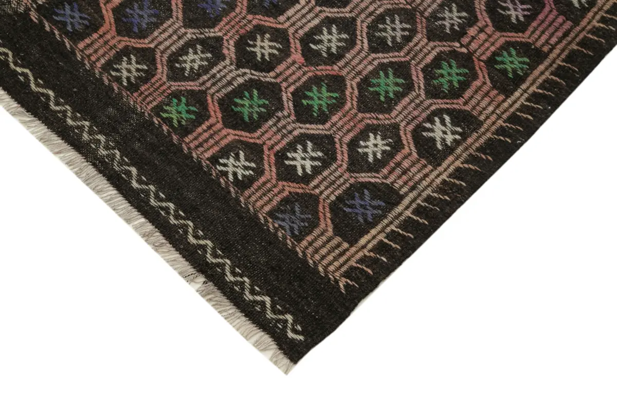 Cıcım Eskitme Kahverengi Renk Keçi Kılı El Dokuma Kilim-202x300 - Görsel 4