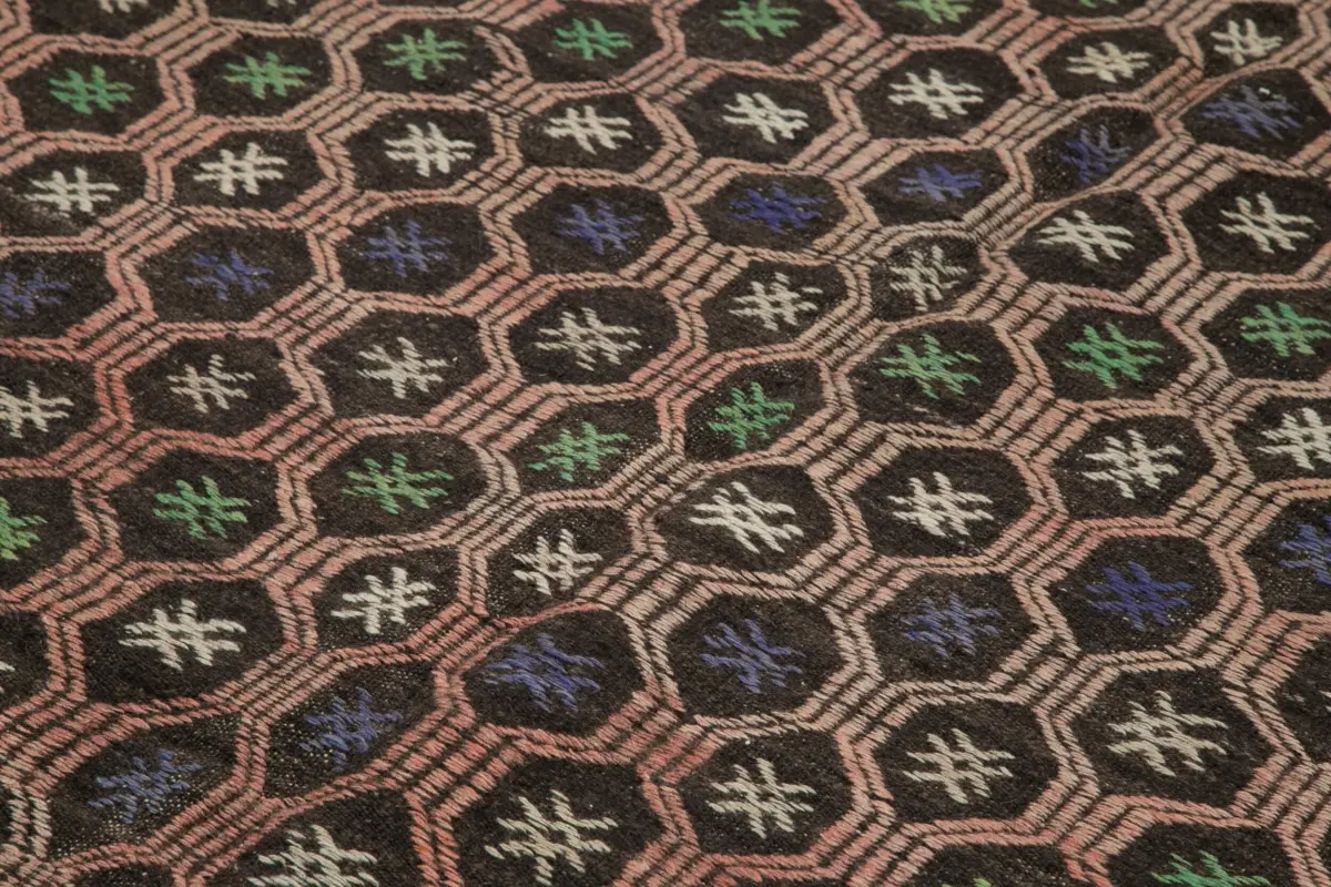 Cıcım Eskitme Kahverengi Renk Keçi Kılı El Dokuma Kilim-202x300 - Görsel 5