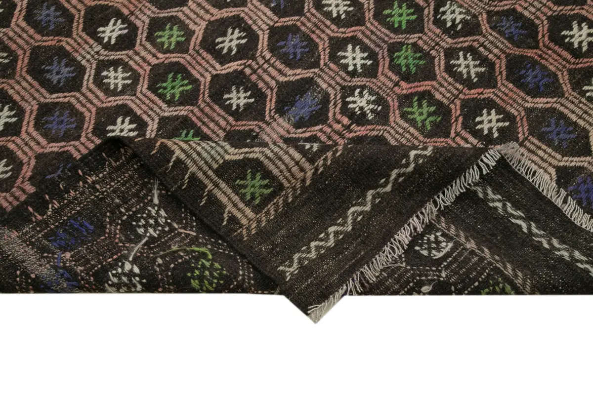 Cıcım Eskitme Kahverengi Renk Keçi Kılı El Dokuma Kilim-202x300 - Görsel 6