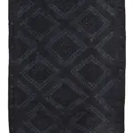Cıcım Eskitme Siyah Renk Keçi Kılı El Dokuma Kilim-161x315