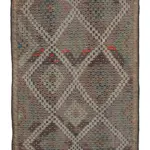 Cıcım Eskitme Bej Renk Keçi Kılı El Dokuma Kilim-177x385