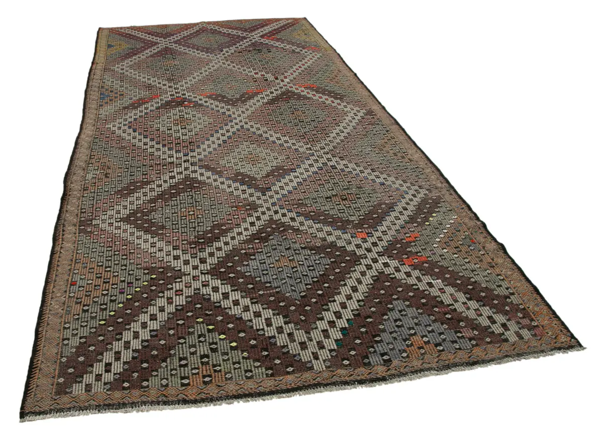 Cıcım Eskitme Bej Renk Keçi Kılı El Dokuma Kilim-177x385 - Görsel 2