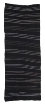 Cıcım Eskitme Siyah Renk Keçi Kılı El Dokuma Kilim-145x375