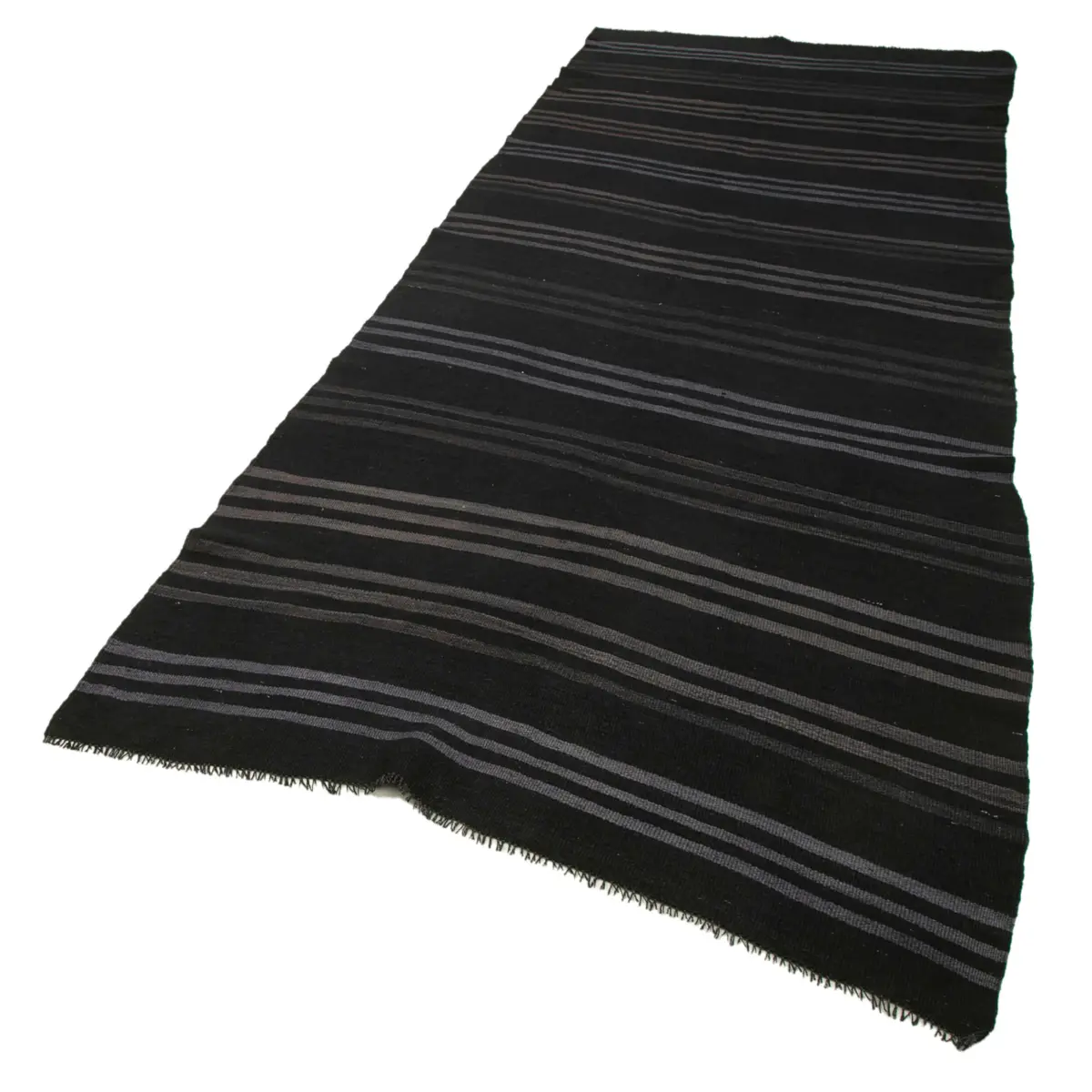 Cıcım Eskitme Siyah Renk Keçi Kılı El Dokuma Kilim-145x375 - Görsel 3