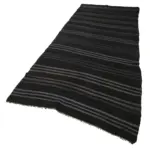 Cıcım Eskitme Siyah Renk Keçi Kılı El Dokuma Kilim-145x375 - Görsel 3