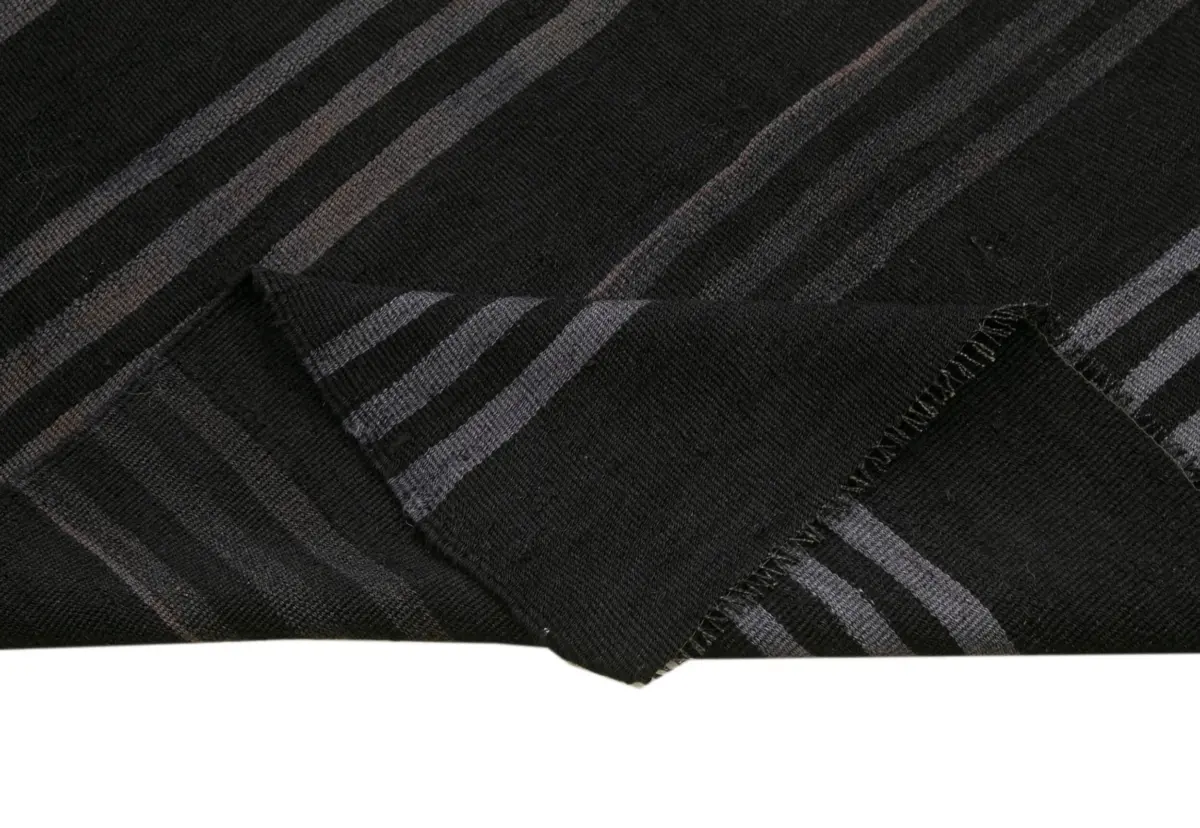 Cıcım Eskitme Siyah Renk Keçi Kılı El Dokuma Kilim-145x375 - Görsel 6