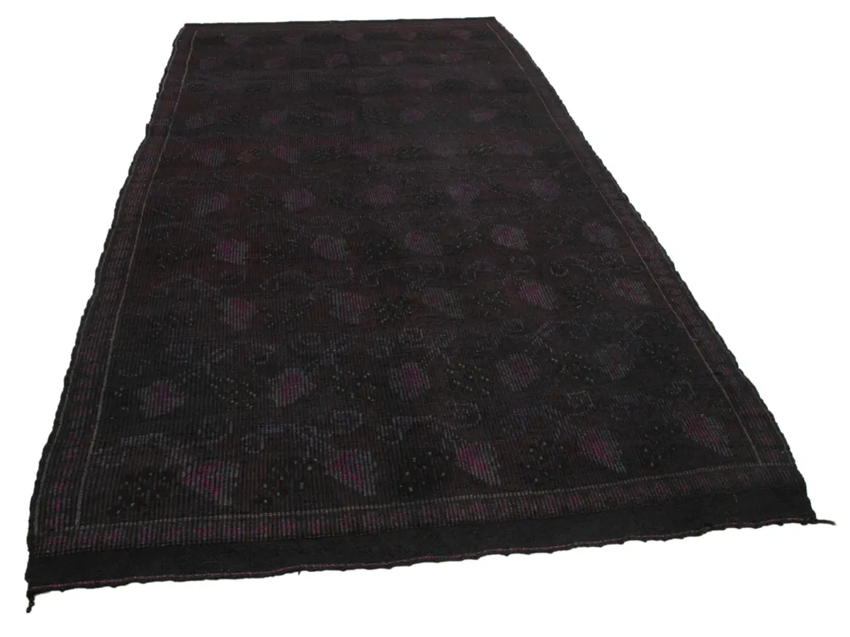 Cıcım Eskitme Kahverengi Renk Keçi Kılı El Dokuma Kilim-167x310 - Görsel 2