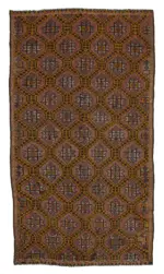 Cıcım Eskitme Kahverengi Renk Keçi Kılı El Dokuma Kilim-178x324