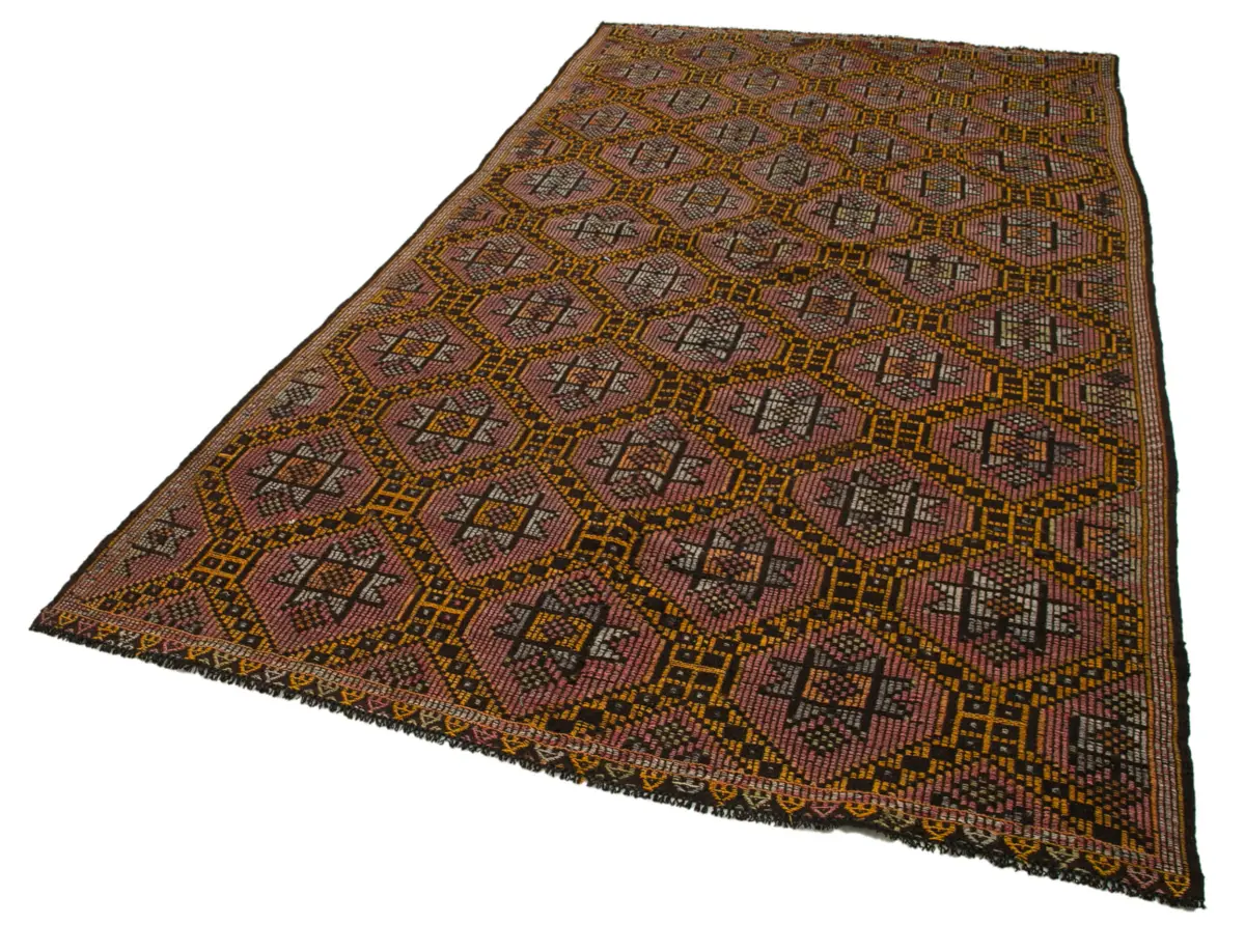 Cıcım Eskitme Kahverengi Renk Keçi Kılı El Dokuma Kilim-178x324 - Görsel 3