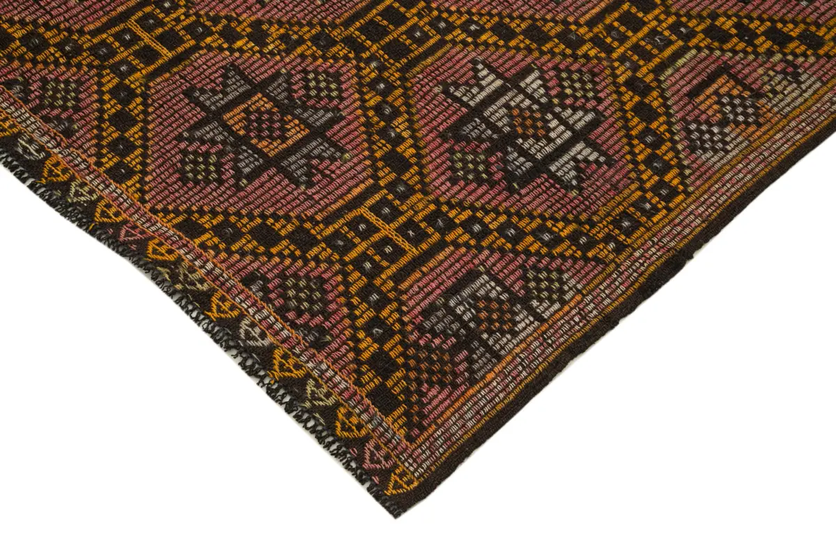 Cıcım Eskitme Kahverengi Renk Keçi Kılı El Dokuma Kilim-178x324 - Görsel 4