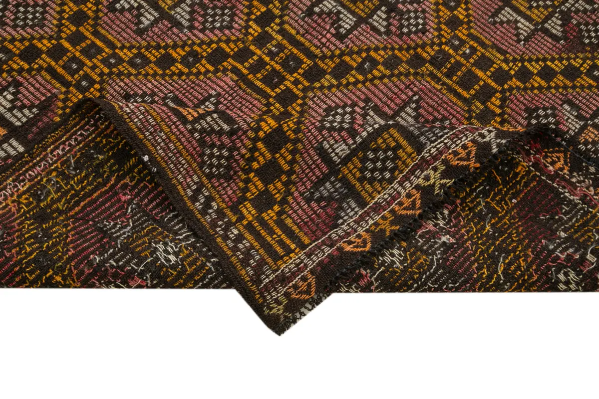 Cıcım Eskitme Kahverengi Renk Keçi Kılı El Dokuma Kilim-178x324 - Görsel 6