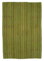 Cıcım Eskitme Yeşil Renk Keçi Kılı El Dokuma Kilim-188x277