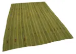 Cıcım Eskitme Yeşil Renk Keçi Kılı El Dokuma Kilim-188x277 - Görsel 2