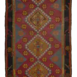 Cıcım Eskitme Kahverengi Renk Keçi Kılı El Dokuma Kilim-163x325