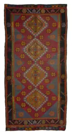 Cıcım Eskitme Kahverengi Renk Keçi Kılı El Dokuma Kilim-163x325