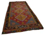 Cıcım Eskitme Kahverengi Renk Keçi Kılı El Dokuma Kilim-163x325 - Görsel 2