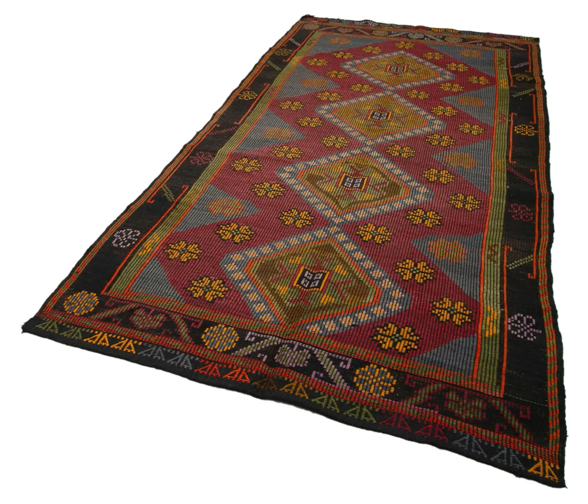 Cıcım Eskitme Kahverengi Renk Keçi Kılı El Dokuma Kilim-163x325 - Görsel 3