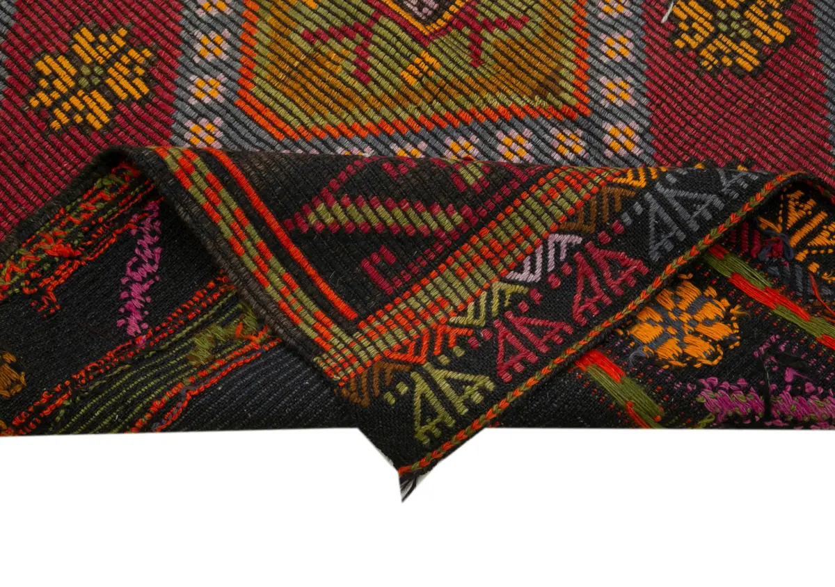 Cıcım Eskitme Kahverengi Renk Keçi Kılı El Dokuma Kilim-163x325 - Görsel 6