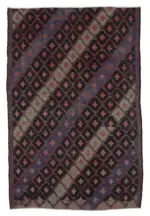 Cıcım Eskitme Kahverengi Renk Keçi Kılı El Dokuma Kilim-203x308