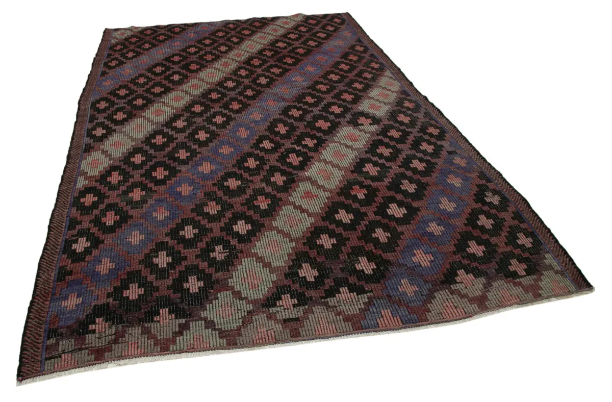 Cıcım Eskitme Kahverengi Renk Keçi Kılı El Dokuma Kilim-203x308 - Görsel 2