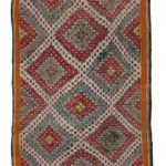 Cıcım Eskitme Multi Renk Keçi Kılı El Dokuma Kilim-175x339