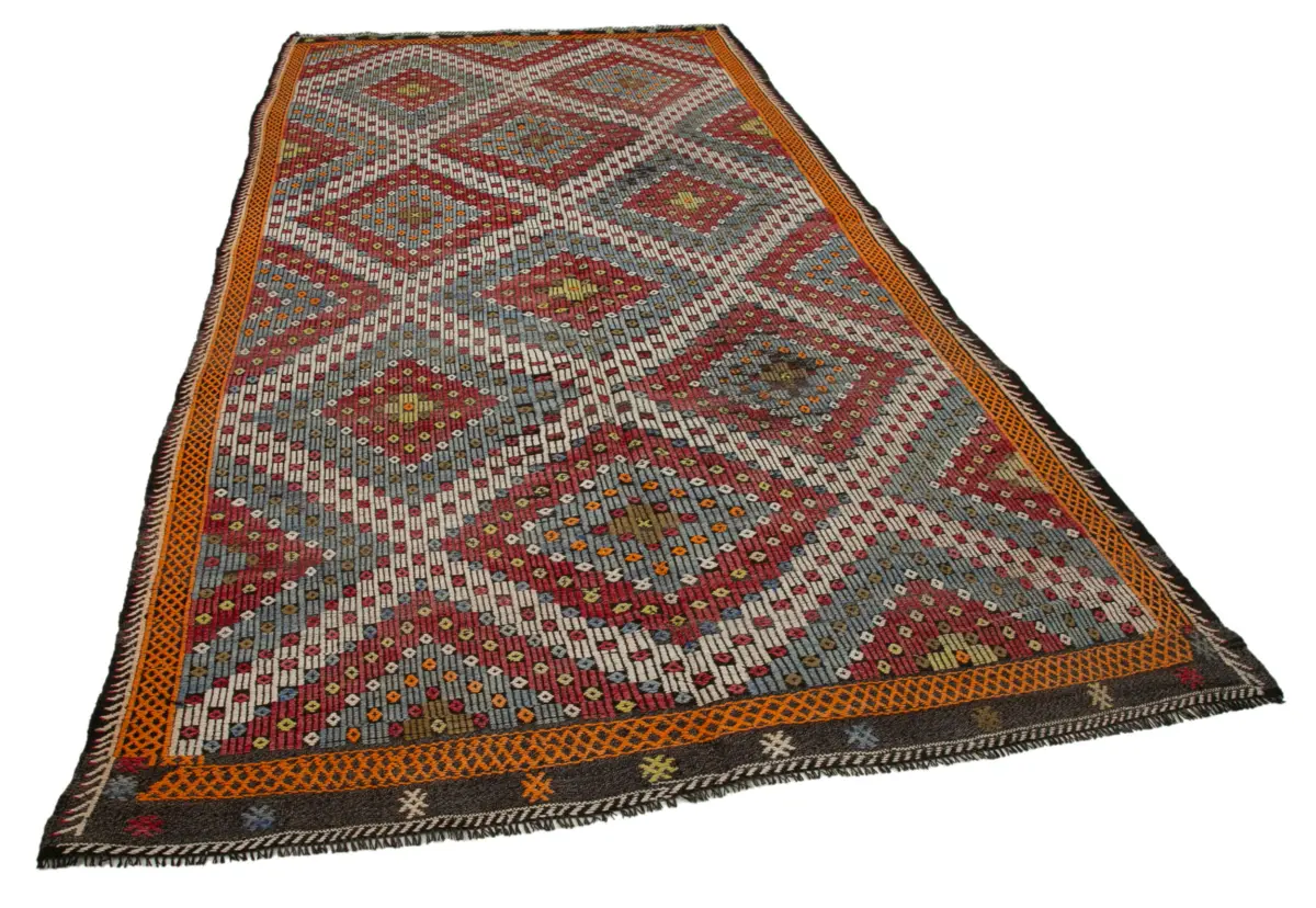Cıcım Eskitme Multi Renk Keçi Kılı El Dokuma Kilim-175x339 - Görsel 2