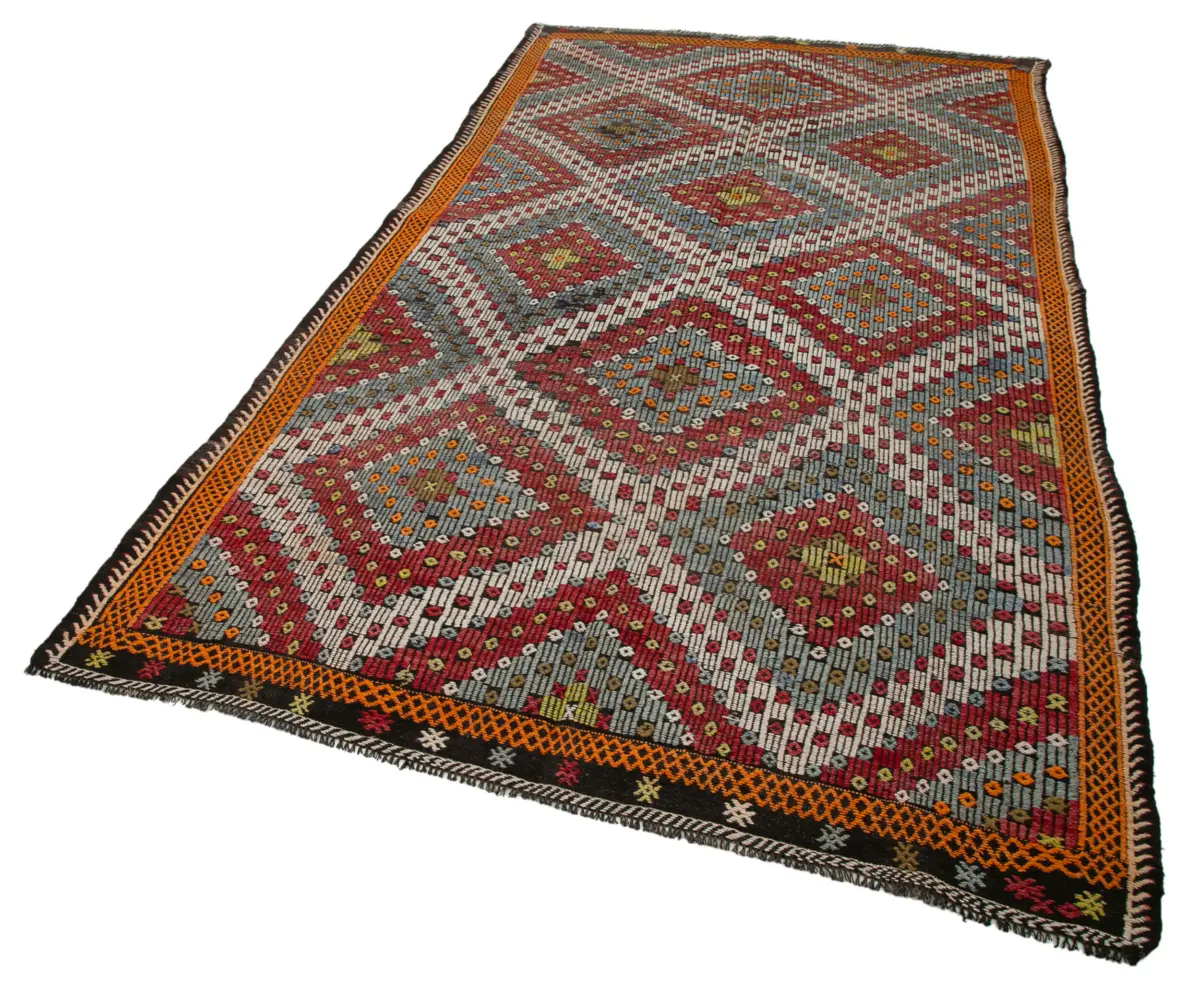 Cıcım Eskitme Multi Renk Keçi Kılı El Dokuma Kilim-175x339 - Görsel 3