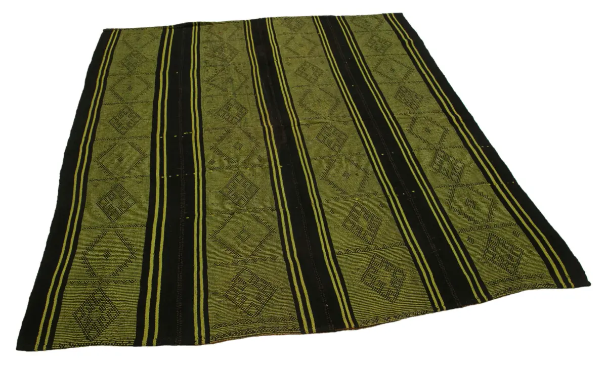 Cıcım Eskitme Yeşil Renk Keçi Kılı El Dokuma Kilim-170x180 - Görsel 2