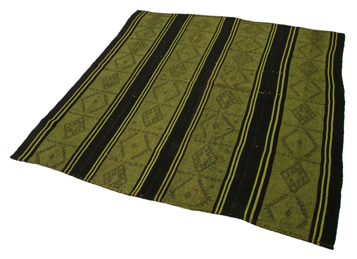 Cıcım Eskitme Yeşil Renk Keçi Kılı El Dokuma Kilim-170x180 - Görsel 3