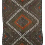 Cıcım Eskitme Kahverengi Renk Keçi Kılı El Dokuma Kilim-185x296