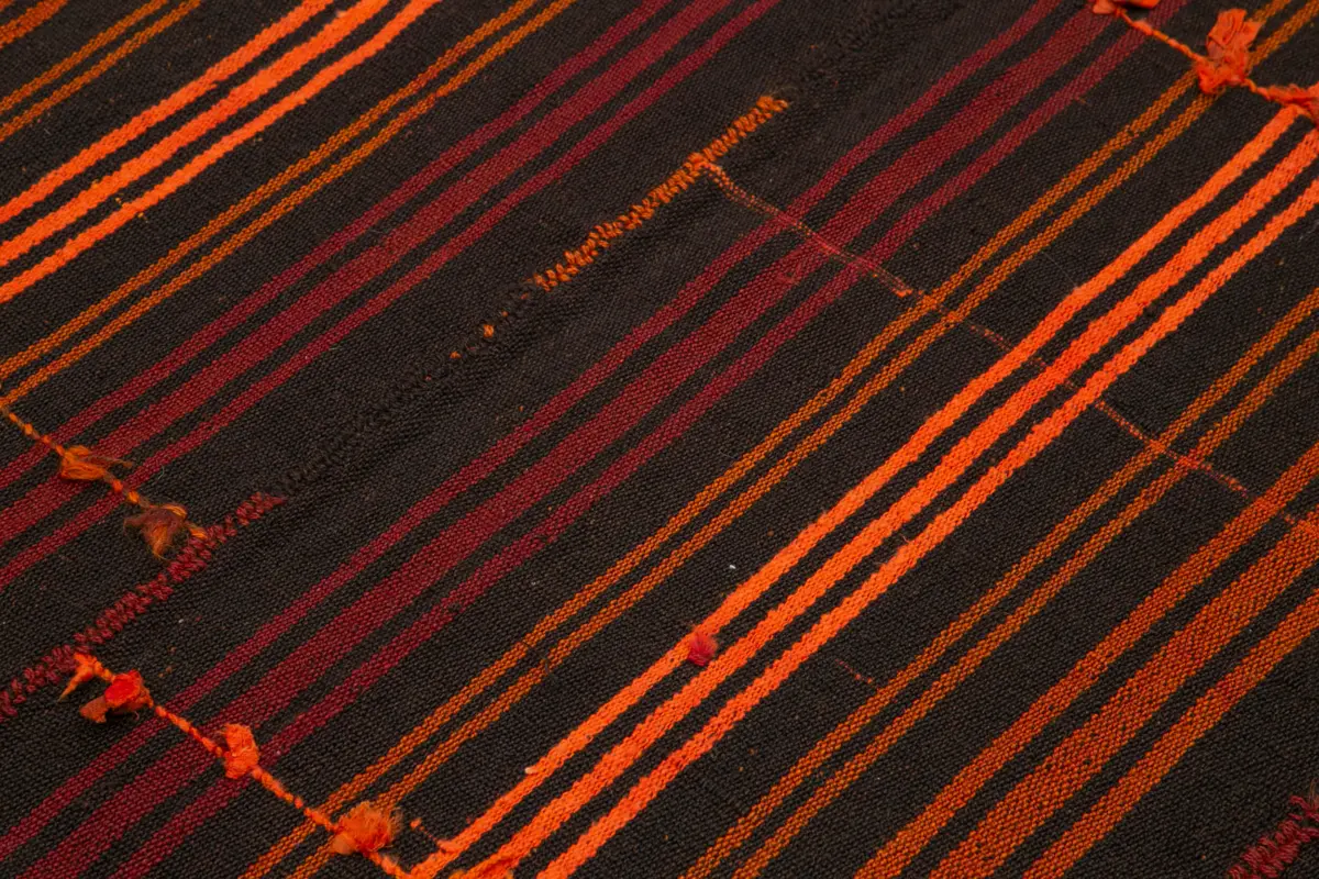 Cıcım Eskitme Kahverengi Renk Keçi Kılı El Dokuma Kilim-180x210 - Görsel 5