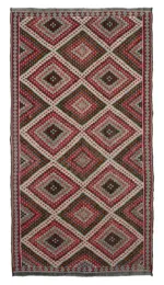 Cıcım Eskitme Multi Renk Keçi Kılı El Dokuma Kilim-181x343