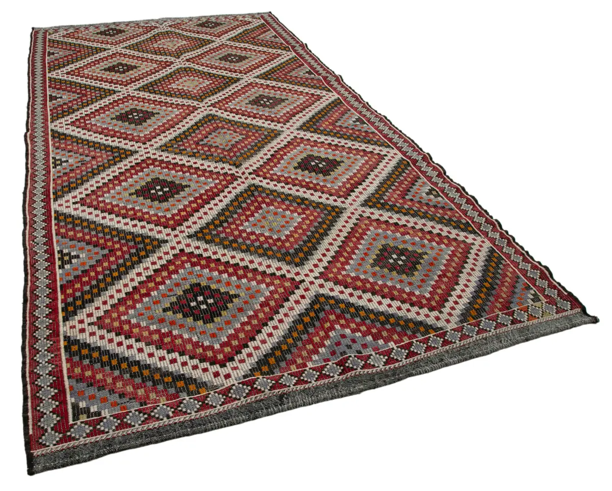Cıcım Eskitme Multi Renk Keçi Kılı El Dokuma Kilim-181x343 - Görsel 2