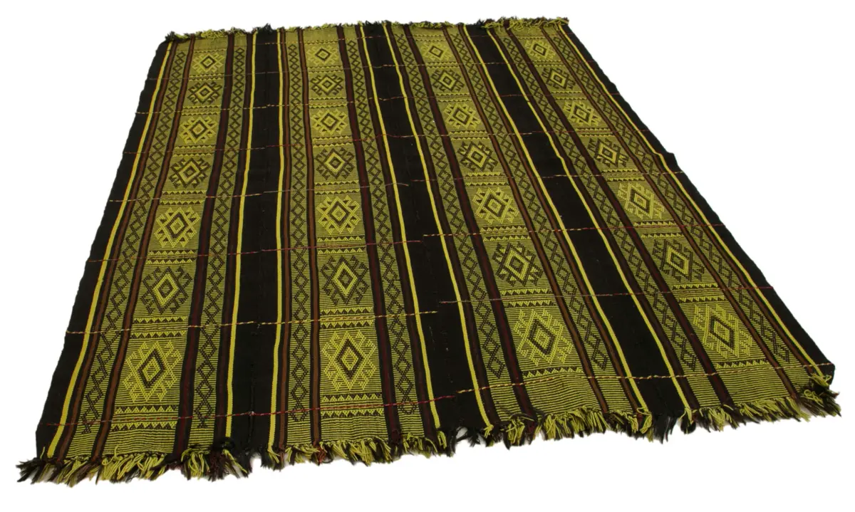 Cıcım Eskitme Sarı Renk Keçi Kılı El Dokuma Kilim-190x229 - Görsel 2