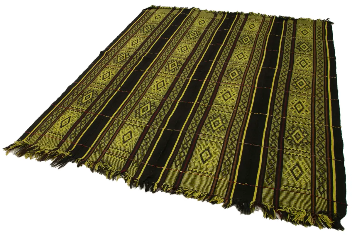 Cıcım Eskitme Sarı Renk Keçi Kılı El Dokuma Kilim-190x229 - Görsel 3