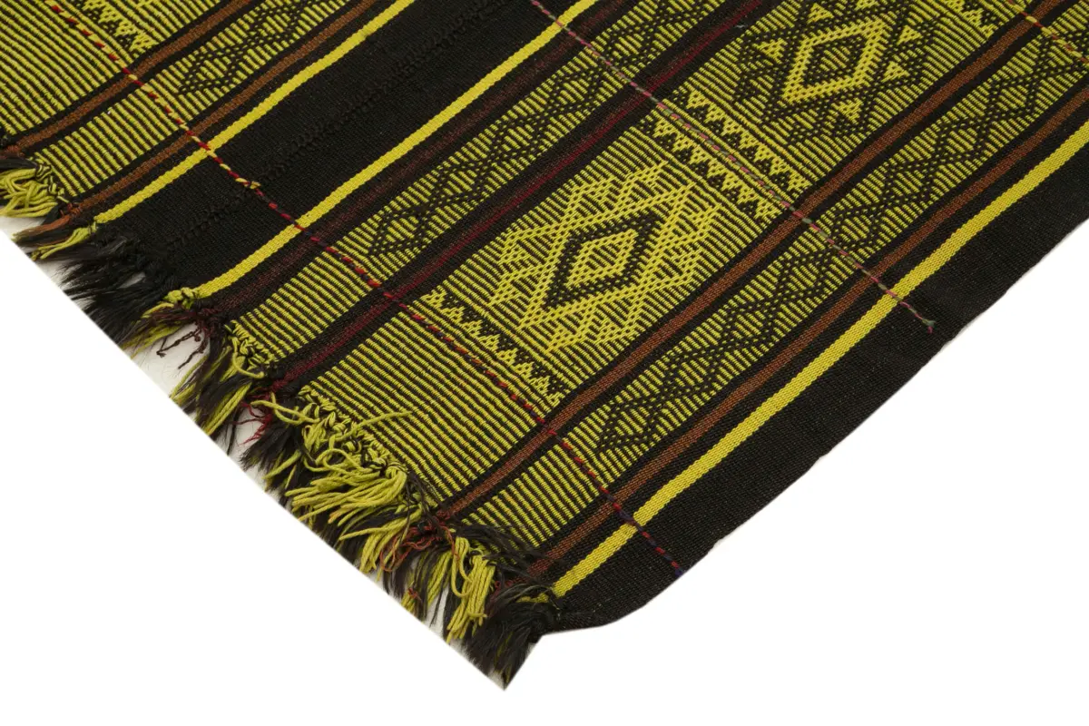 Cıcım Eskitme Sarı Renk Keçi Kılı El Dokuma Kilim-190x229 - Görsel 4