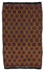 Cıcım Eskitme Kahverengi Renk Keçi Kılı El Dokuma Kilim-168x285
