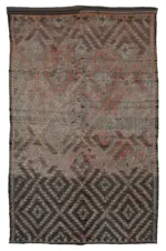 Cıcım Eskitme Kahverengi Renk Keçi Kılı El Dokuma Kilim-230x365