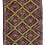Cıcım Eskitme Multi Renk Keçi Kılı El Dokuma Kilim-178x358