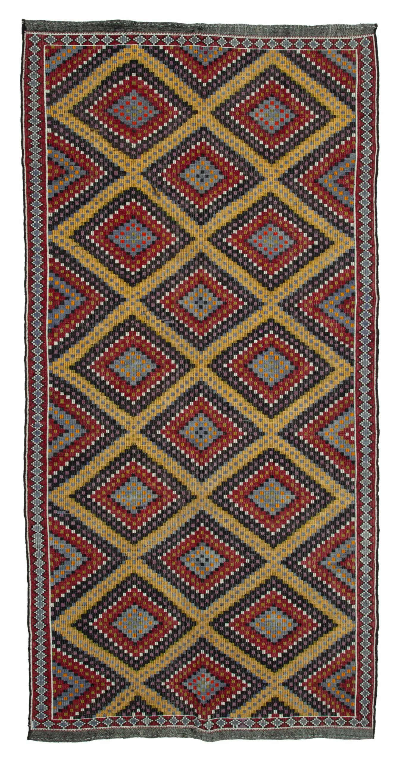 Rc_35617_1_Multicolor_Oriental_Kilim_Rugs Cıcım Eskitme Multi Renk Keçi Kılı El Dokuma Kilim-178x358 - Görsel 1