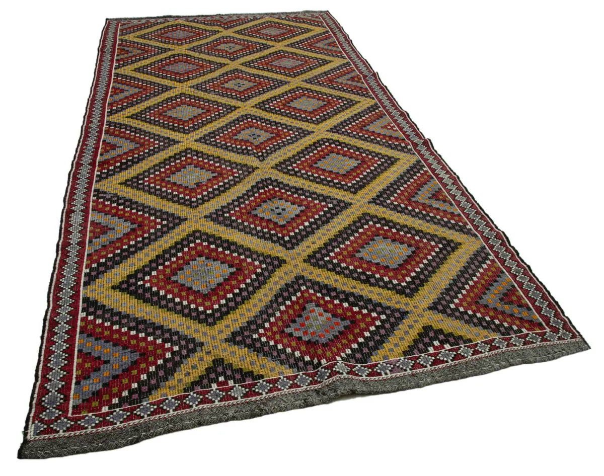 Cıcım Eskitme Multi Renk Keçi Kılı El Dokuma Kilim-178x358 - Görsel 2